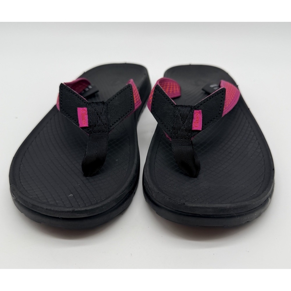 Chaco Sandals Women's Sz 7 Black Pink Straps Footbed Flip Flops - Picture 3 of 7